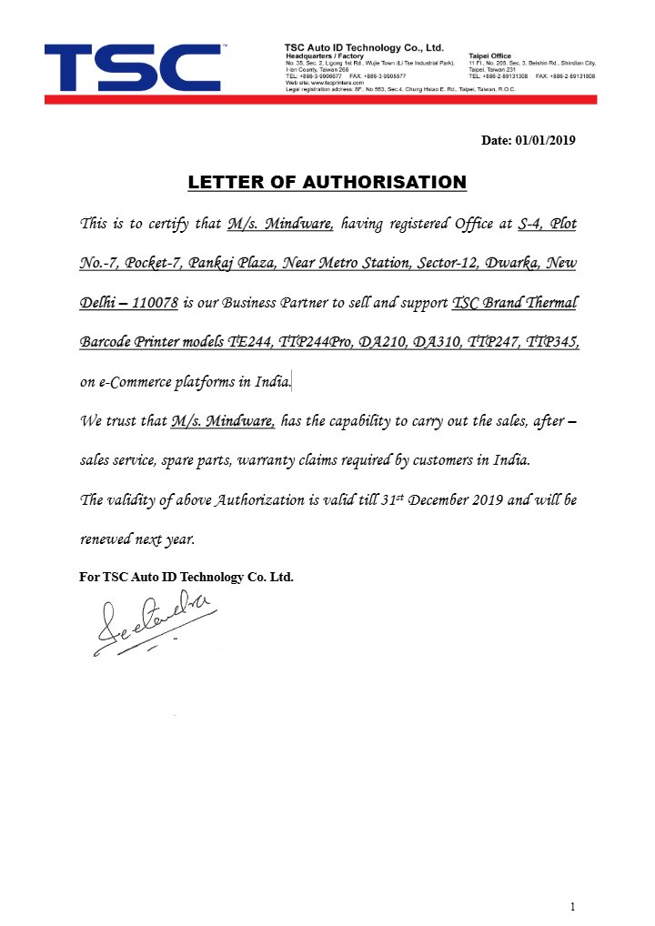 TSC Letter For MINDWARE